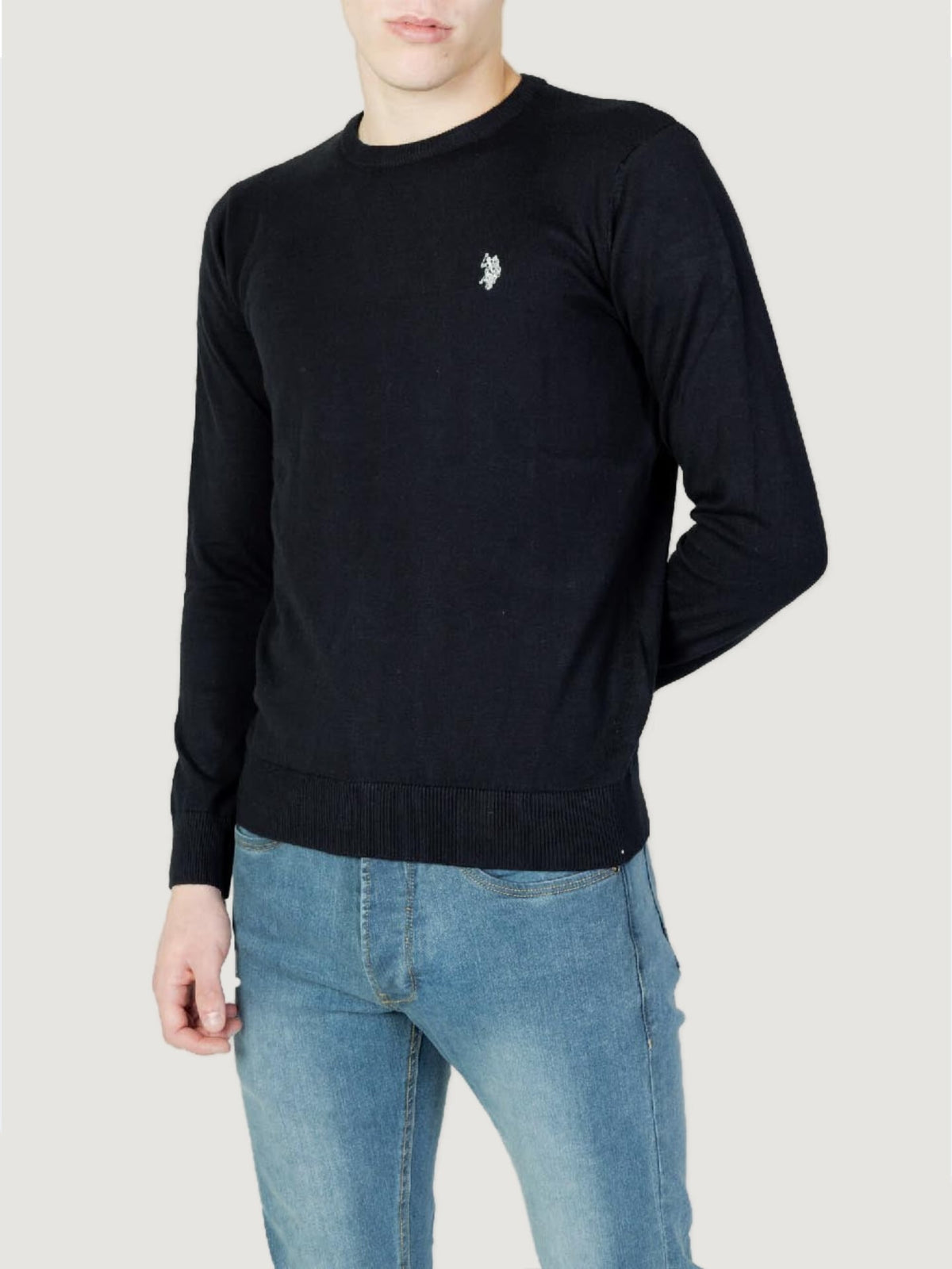 Us Polo Assn Maglia Girocollo in Cotone e Cashmere Nero