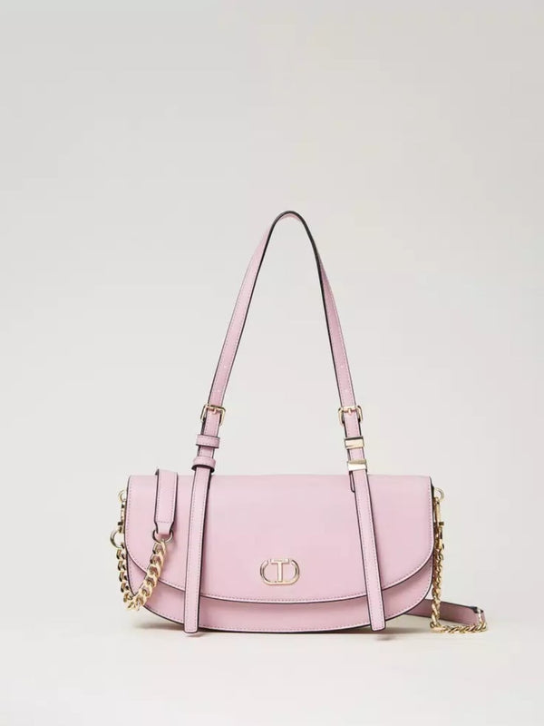 Borsa a tracolla con patta e Oval T Rosa Prism Pink