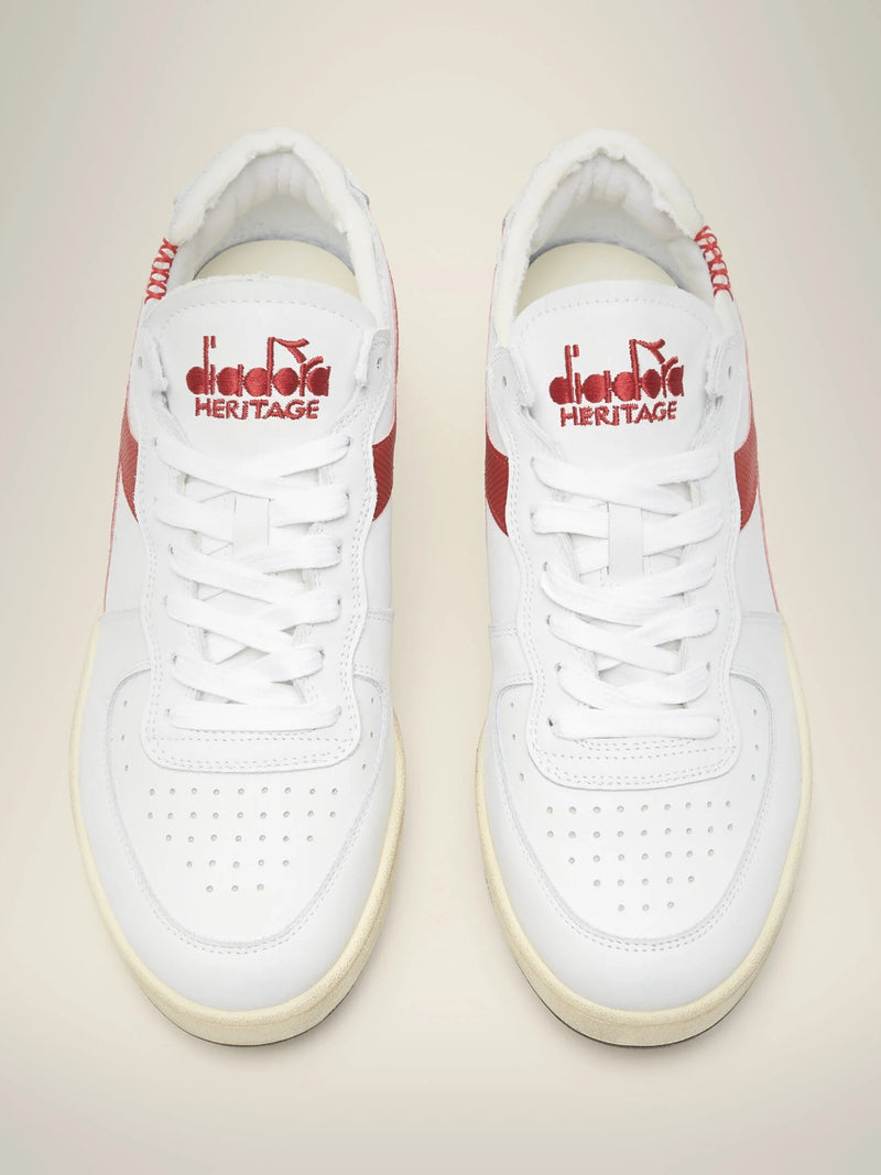 Sneaker Basse Mi Basket Row Cut White-Red Unisex