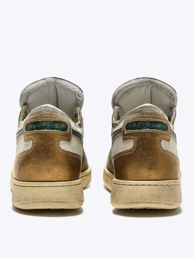 Sneaker Bassa Mi Basket Row Cut Metal Pigskin Used Beige Oyster