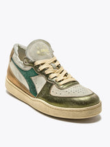 Sneaker Bassa Mi Basket Row Cut Metal Pigskin Used Beige Oyster