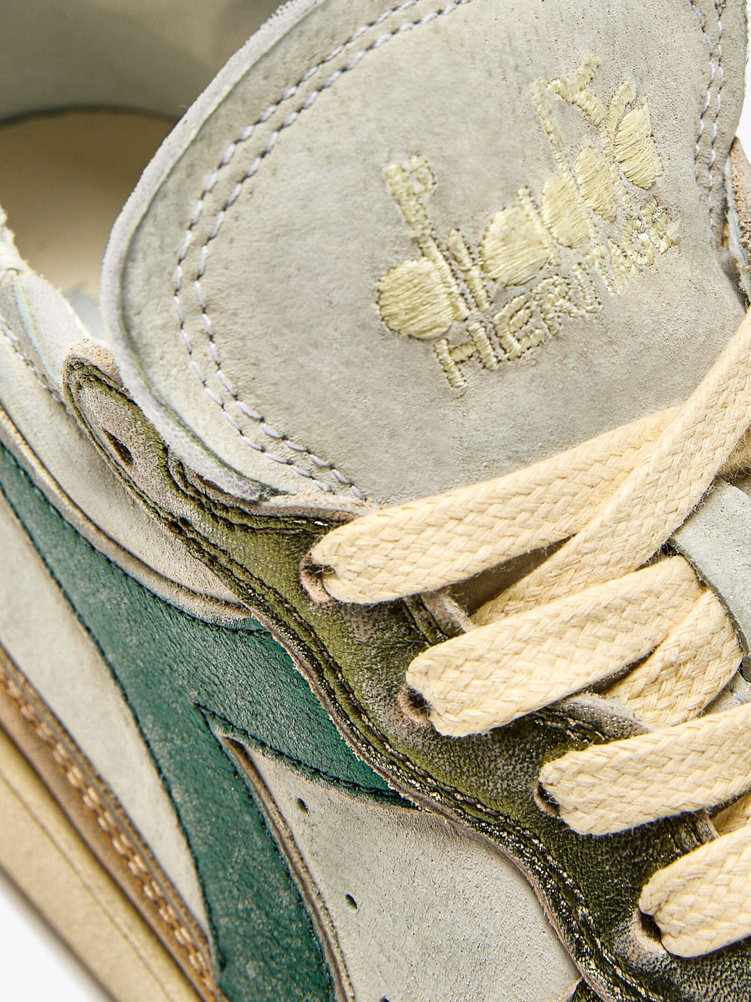 Scarpe Diadora Heritage Mi Basket Row Pigskin Donna - Sneakers In Pelle E Camoscio Beige, Suola Gomma