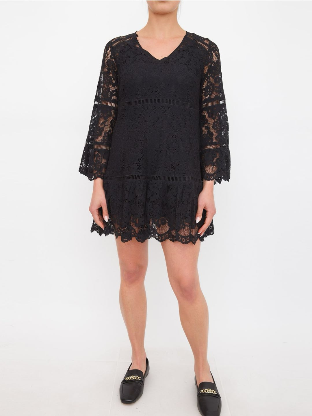 Twinset Abito in pizzo macramè Nero