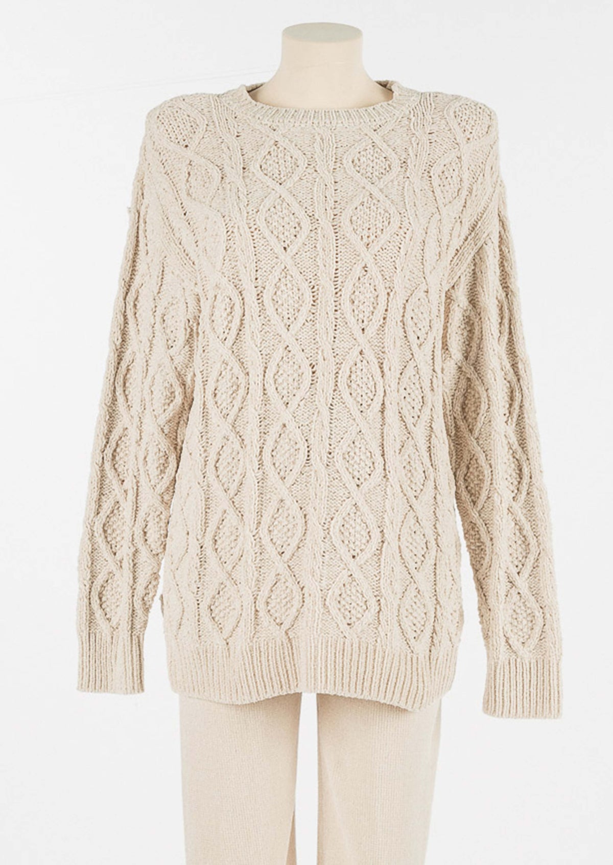 Twinset Maglia in Ciniglia Intrecciato Bianco