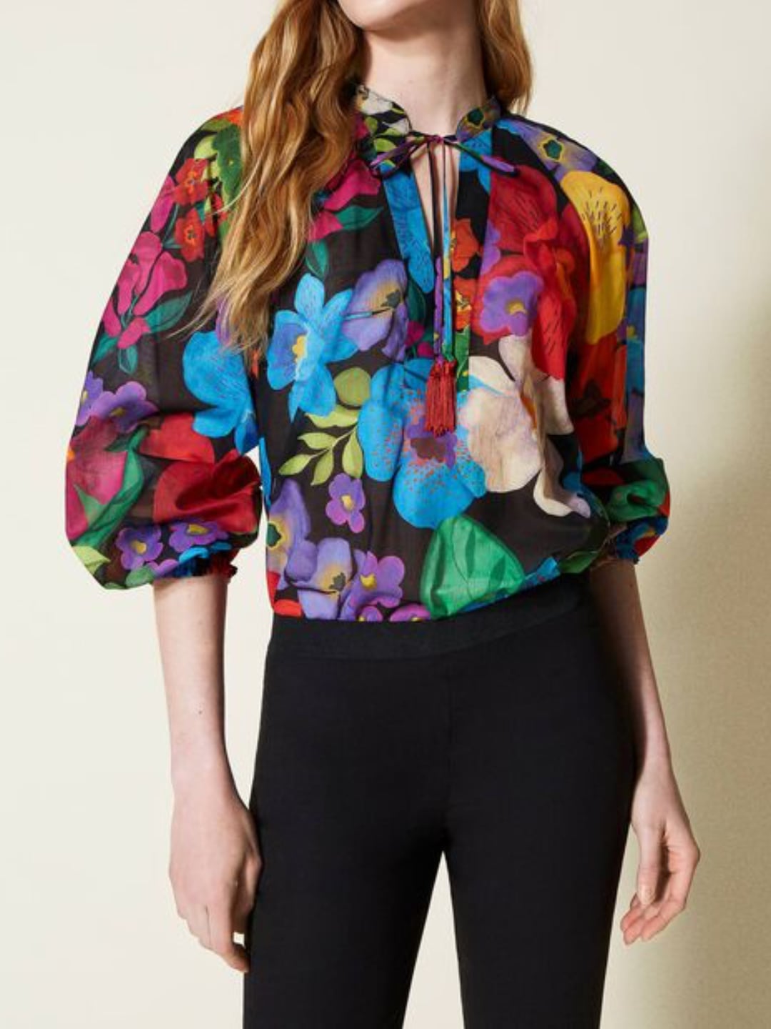 Twinset Blusa in mussola a fiori Multicolor