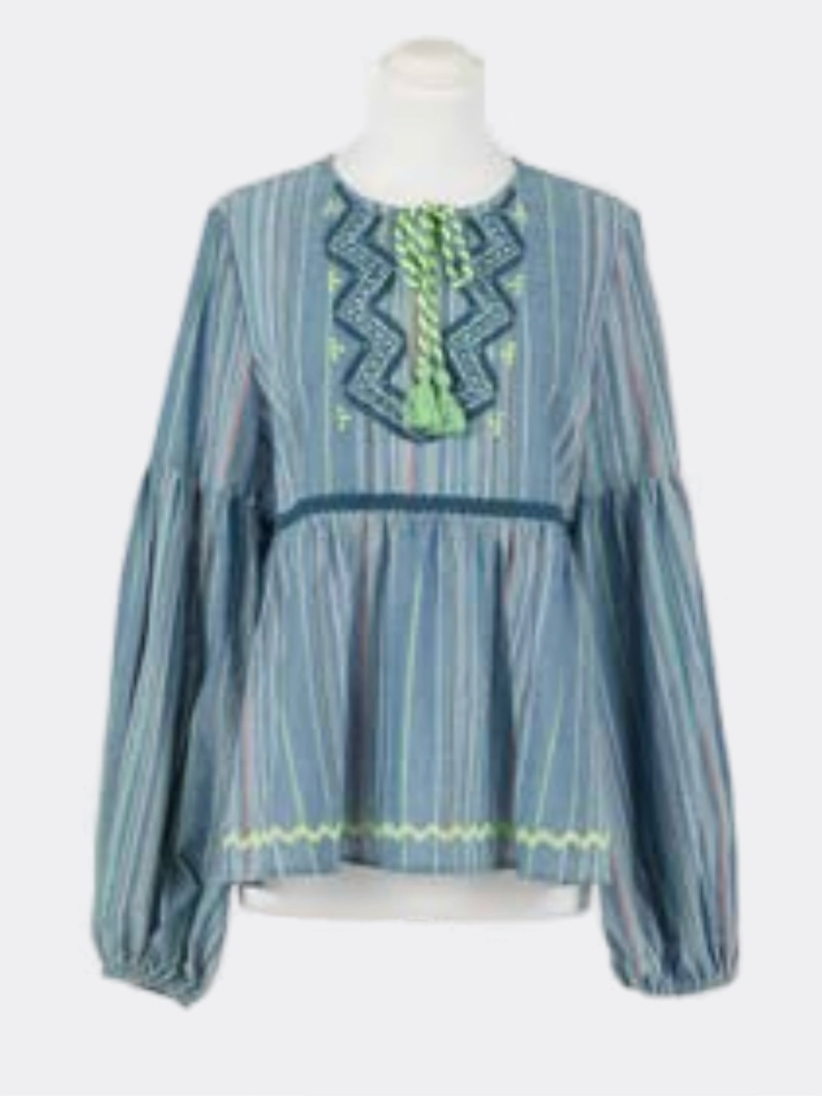 Twinset Caftano a Manica Lunga con Ricamo Riga Multicolor