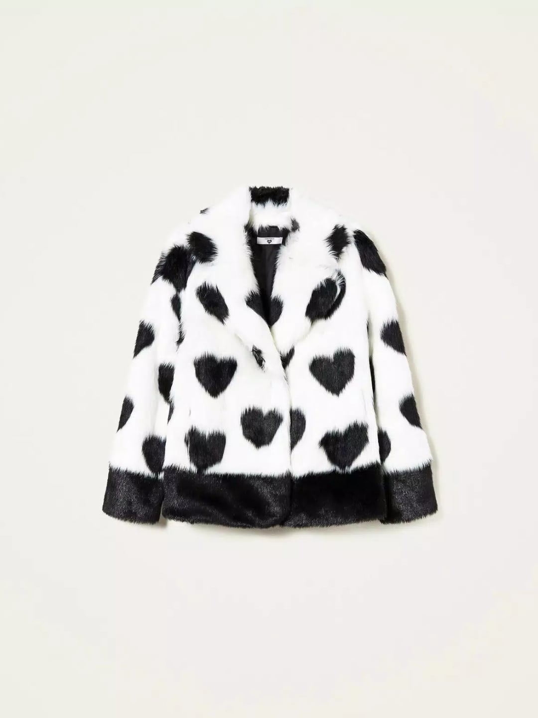 Twinset Giacca in faux fur con cuori Bicolor