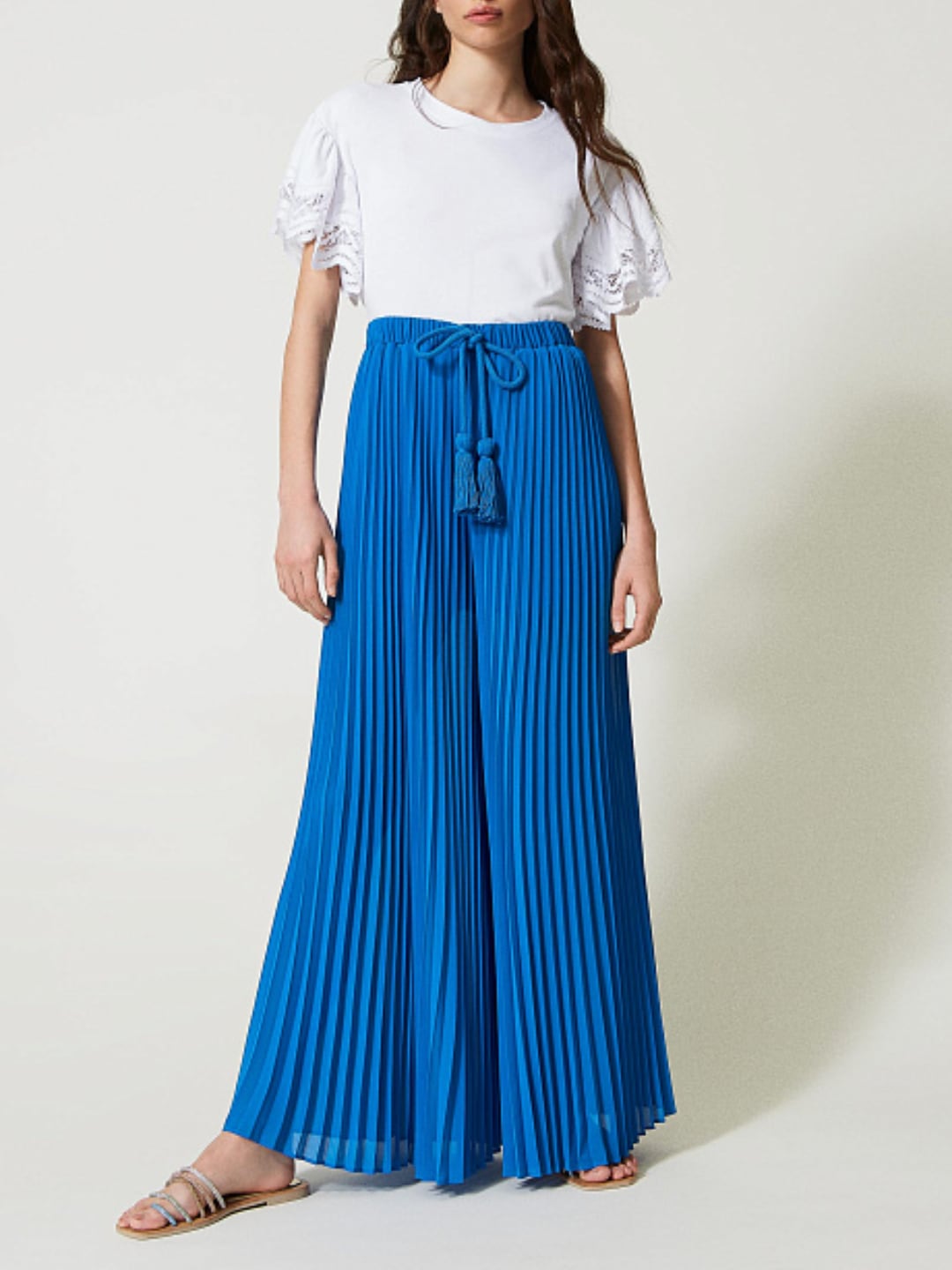 Twinset Panta Gonna Largo a pieghe Blu