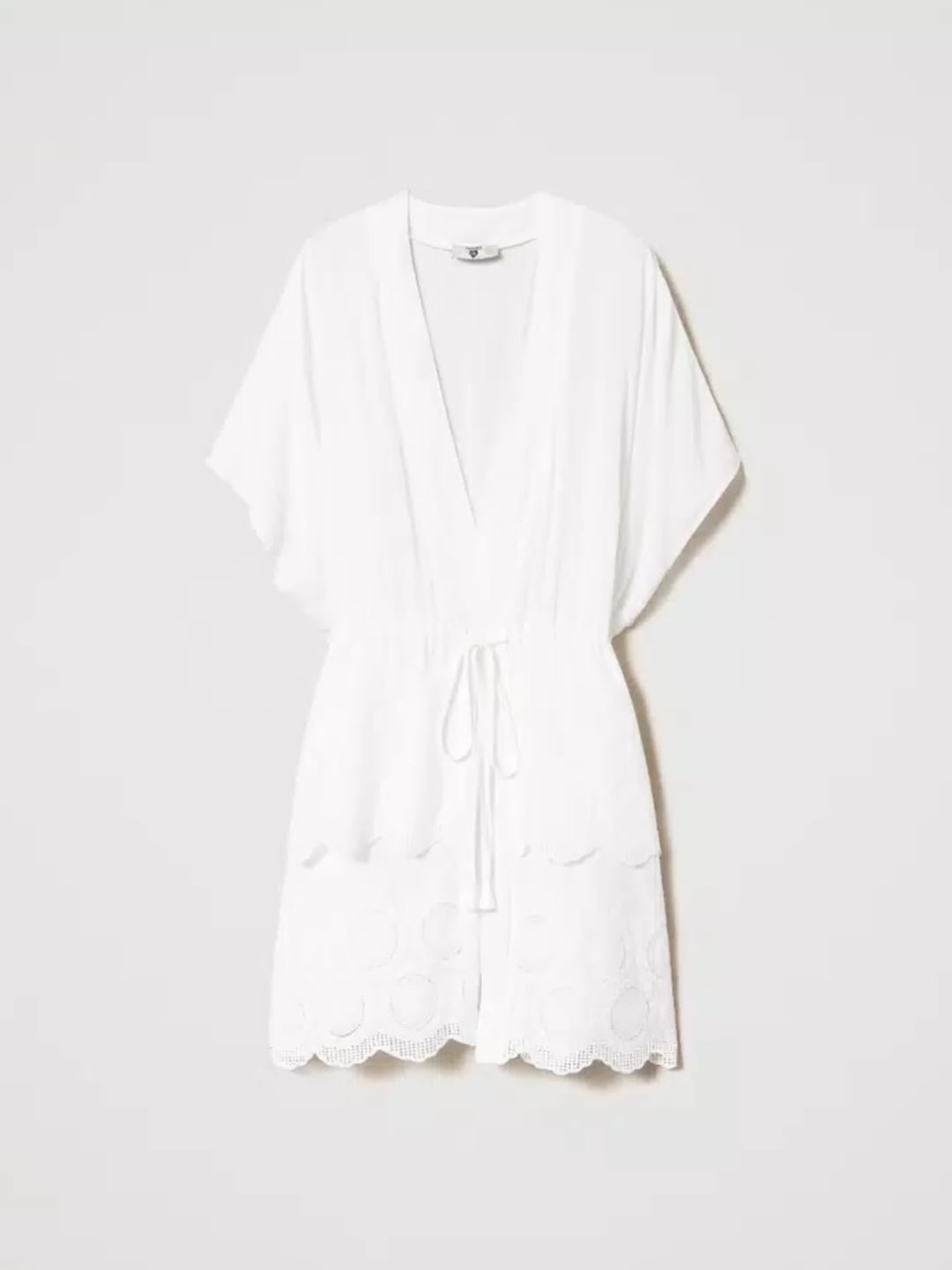 Twinset Caftano a balze con cintura Bianco