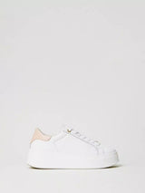 Sneakers platform in pelle Bic. Bianco Ottico/Pink