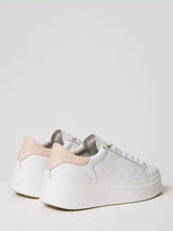 Sneakers platform in pelle Bic. Bianco Ottico/Pink