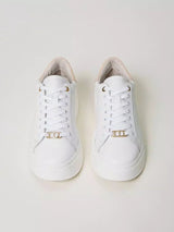 Sneakers platform in pelle Bic. Bianco Ottico/Pink