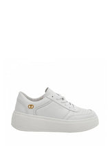 Twinset Sneakers platform in pelle con logo Bianco Ottico