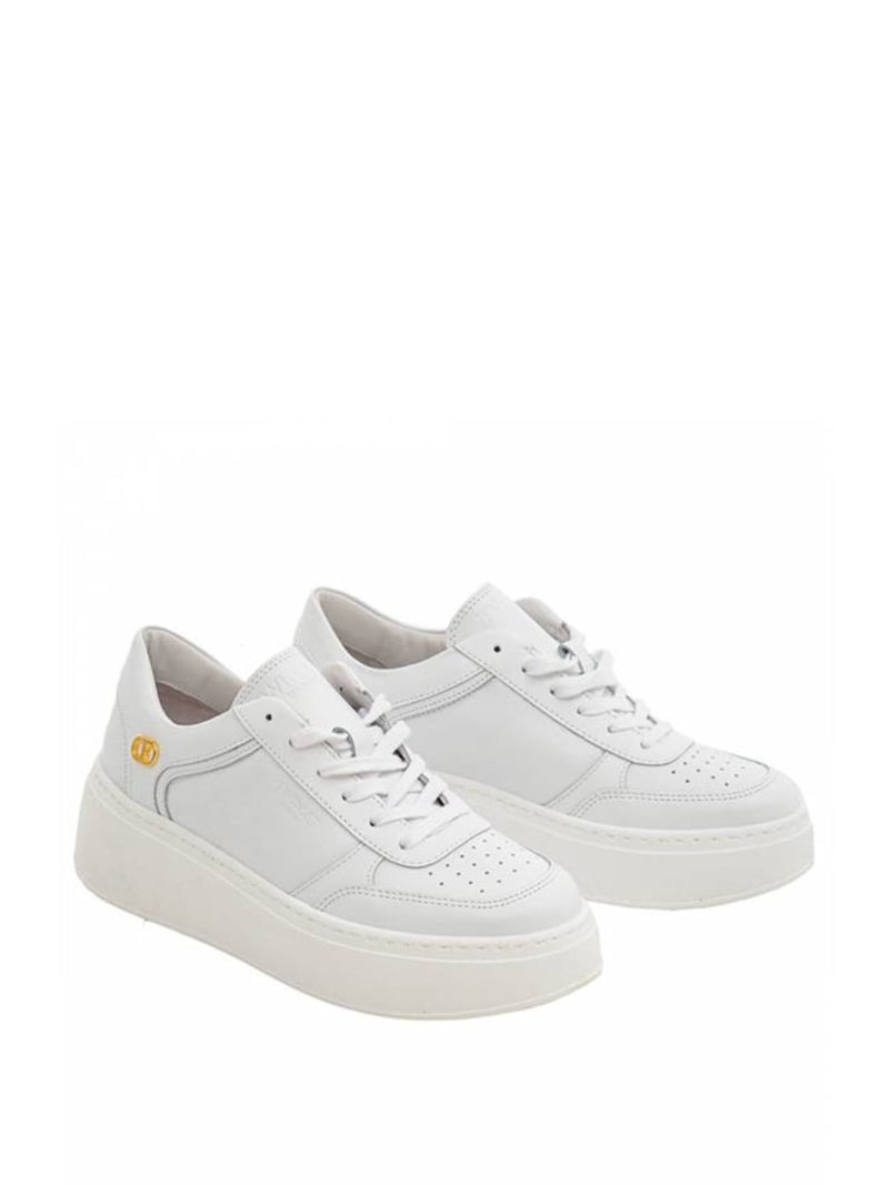 Twinset Sneakers platform in pelle con logo Bianco Ottico