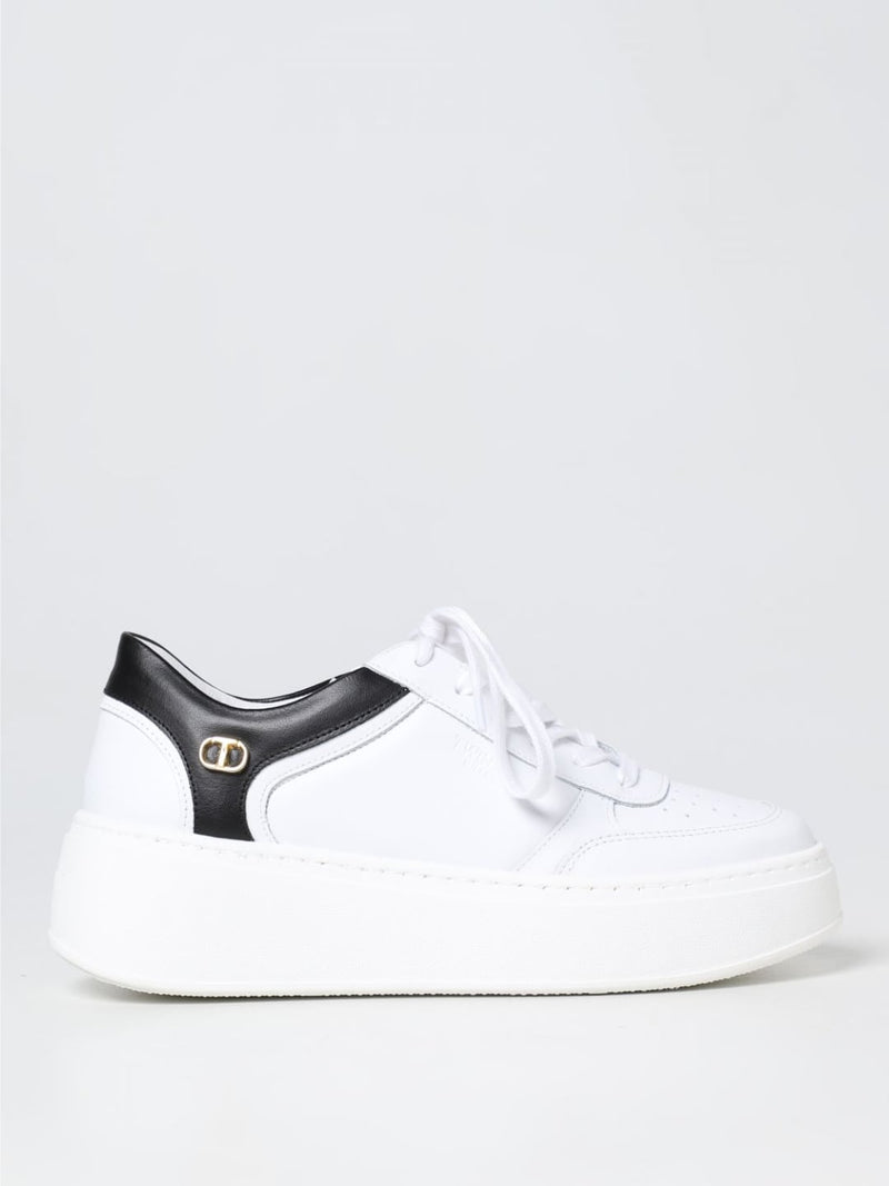 Sneakers platform in pelle con logo Bic. Ottico/Nero