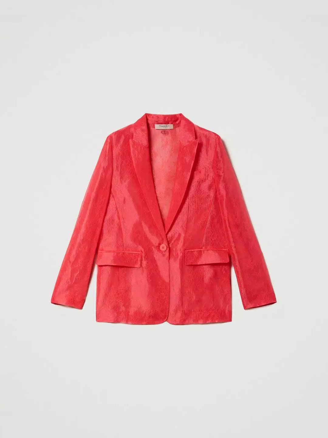 Twinset Giacca blazer in organza e pizzo Rosa Azalea