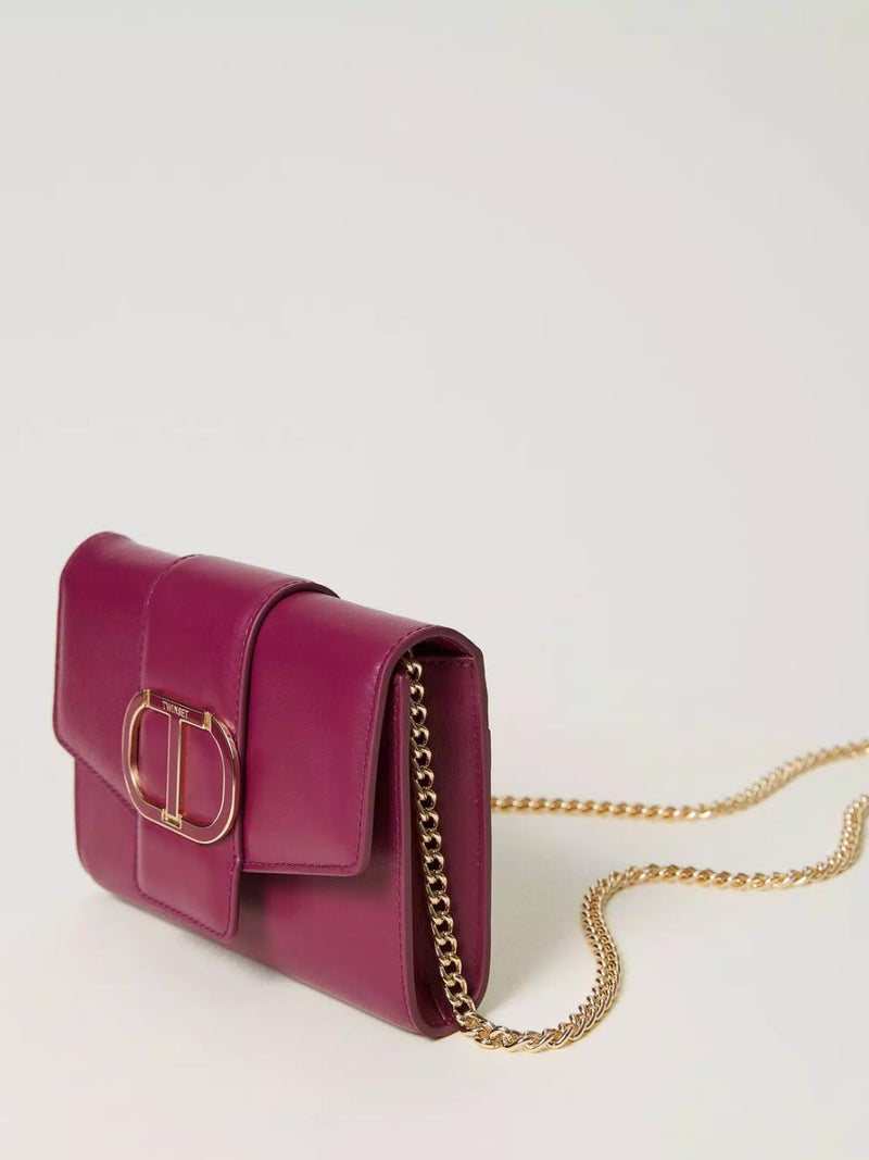 Twinset Borsa clutch Amie in pelle Lilla Scuro