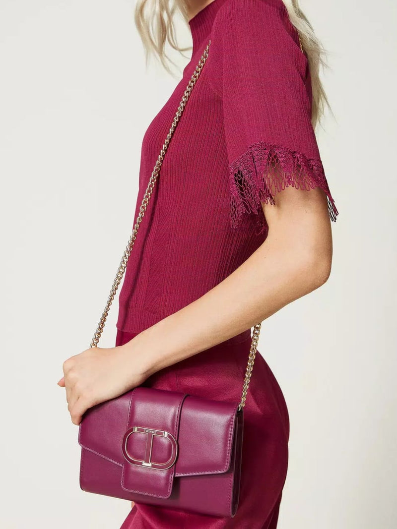 Twinset Borsa clutch Amie in pelle Lilla Scuro