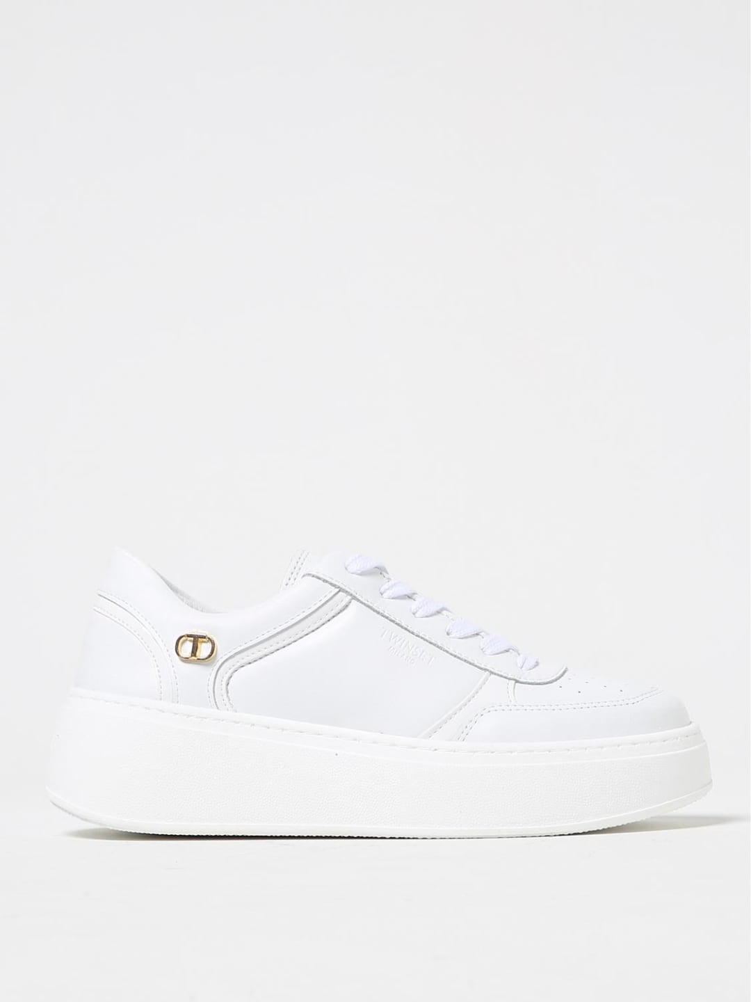 Sneakers platform in pelle con logo Col Bianco Ottico