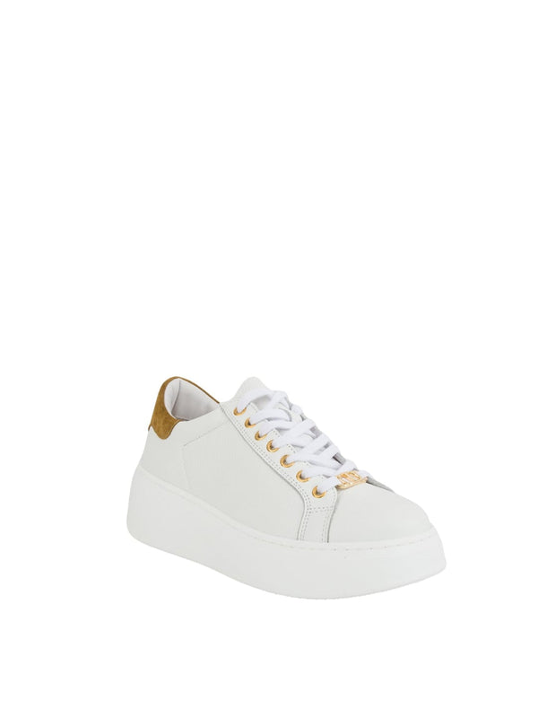 Sneakers platform in pelle Bic. Bianco Ottico/Pecan