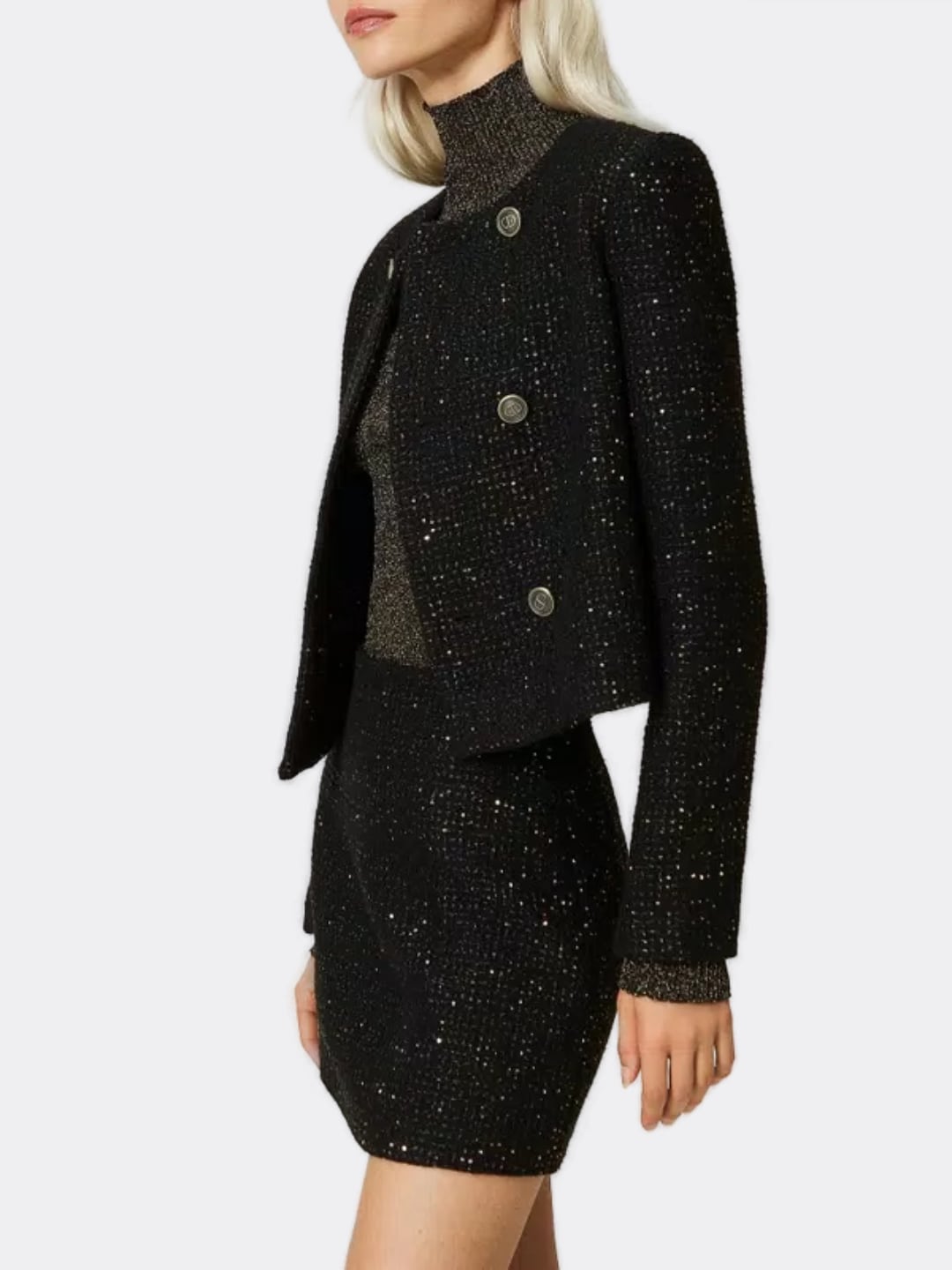 Twinset Minigonna in misto lana bouclé Nero