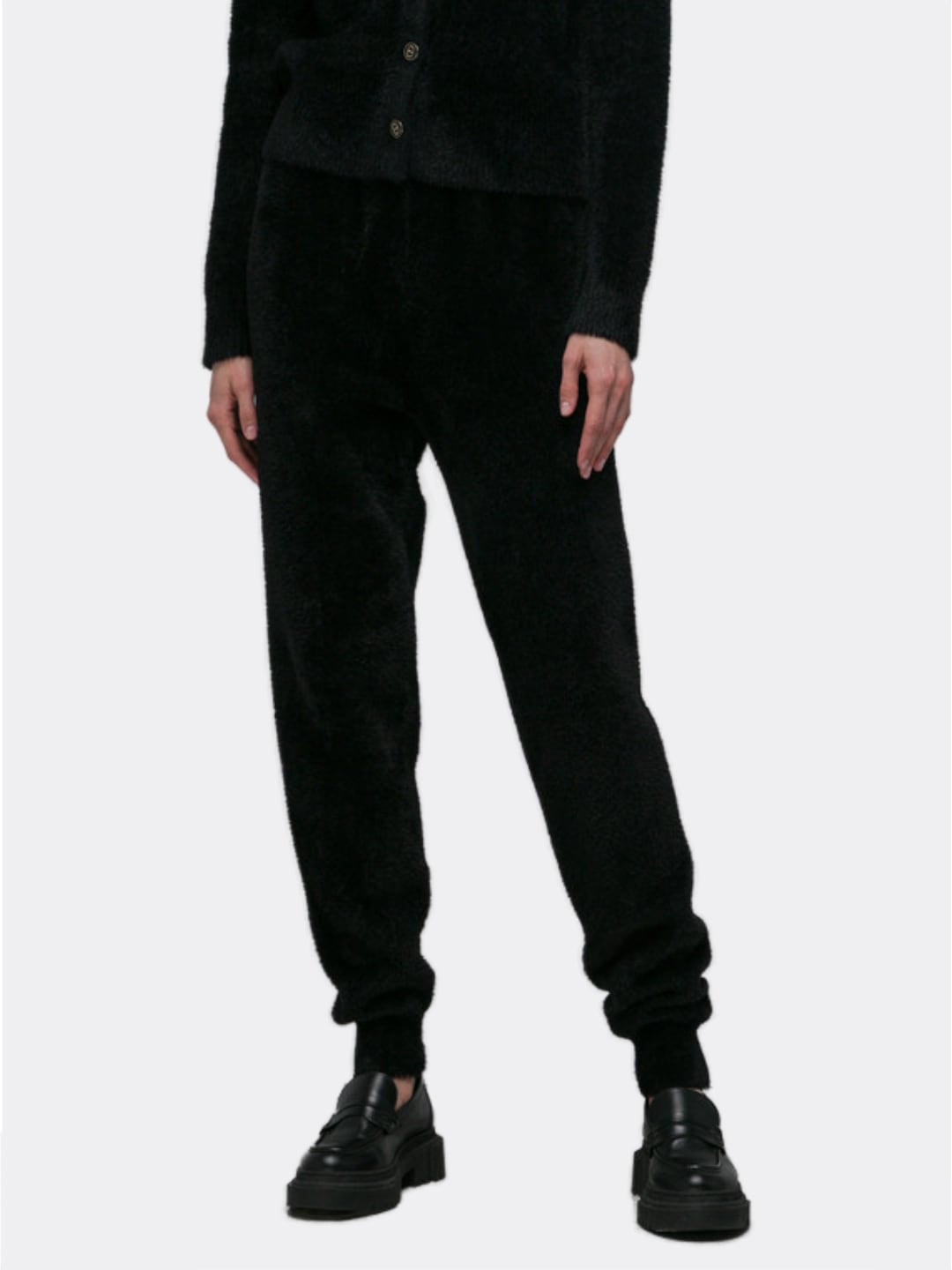 Twinset Pantaloni joggers in maglia jacquard piquet Nero
