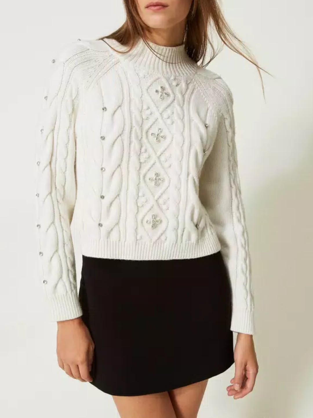 Twinset Maglia in misto lana con ricamo a mano Bianco