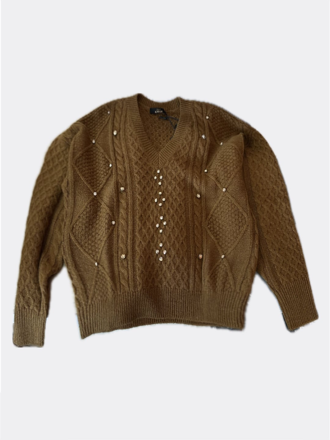 Twinset Maglia in misto lana con ricamo a mano Marrone Irish Cream