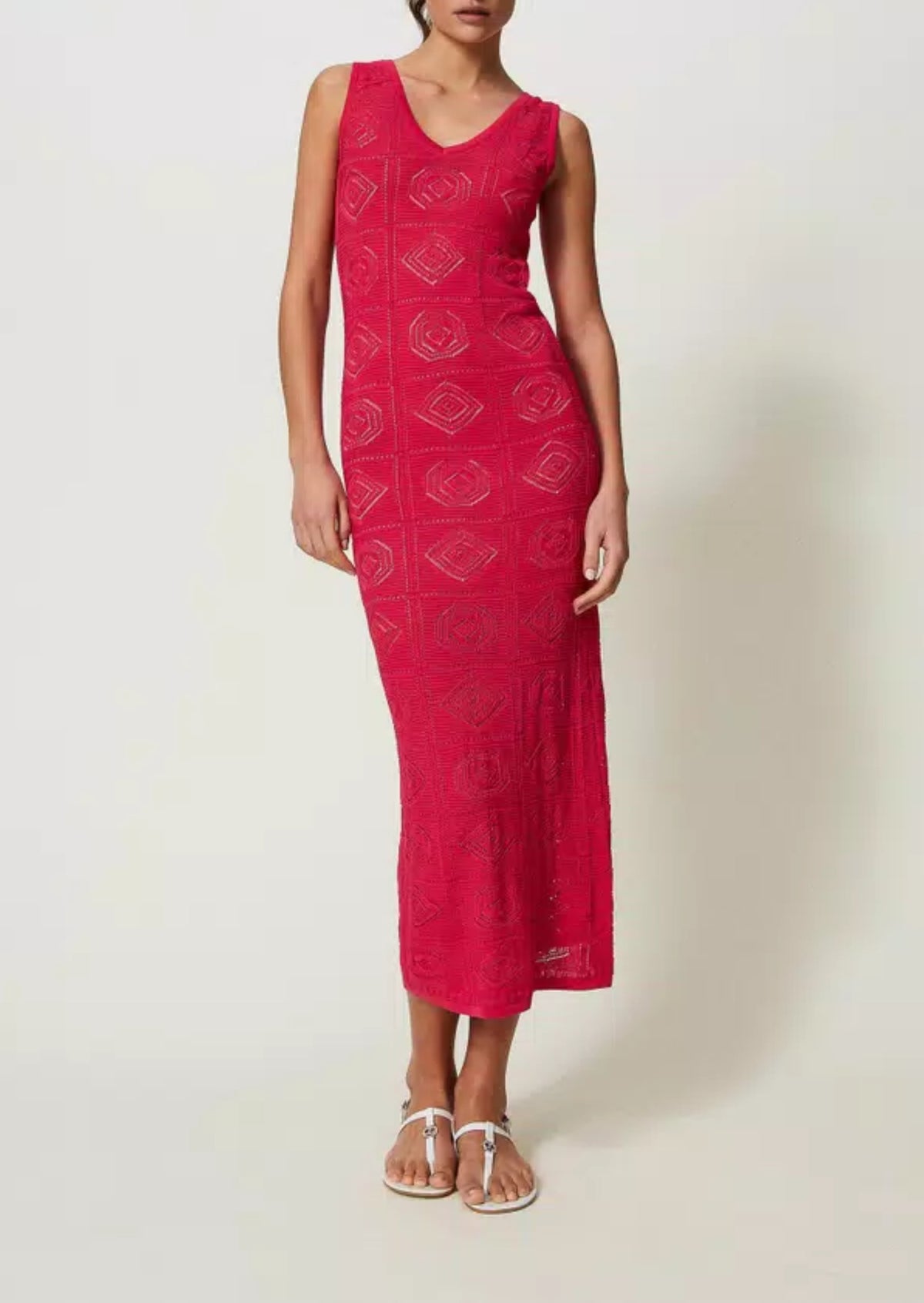 Twinset Abito Longuette in maglia Rosa