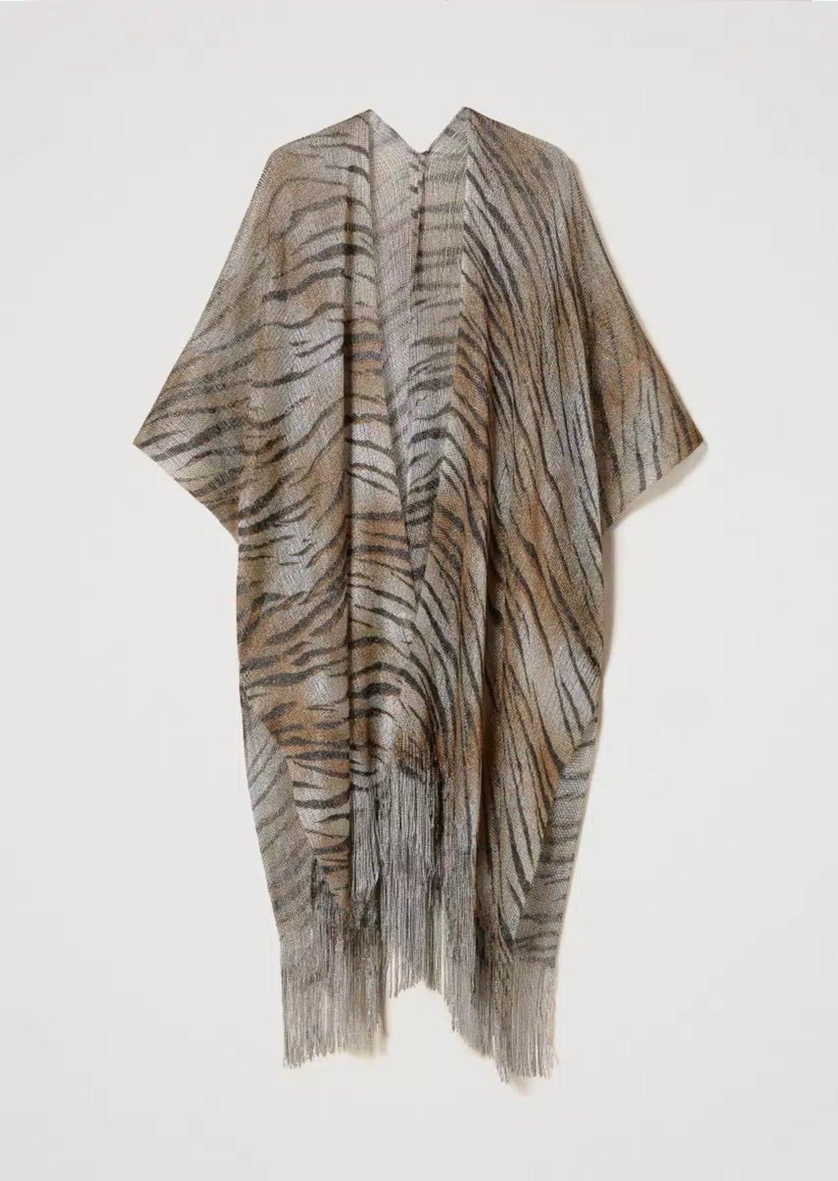 Twinset Poncho a rete a Stampa Animalier