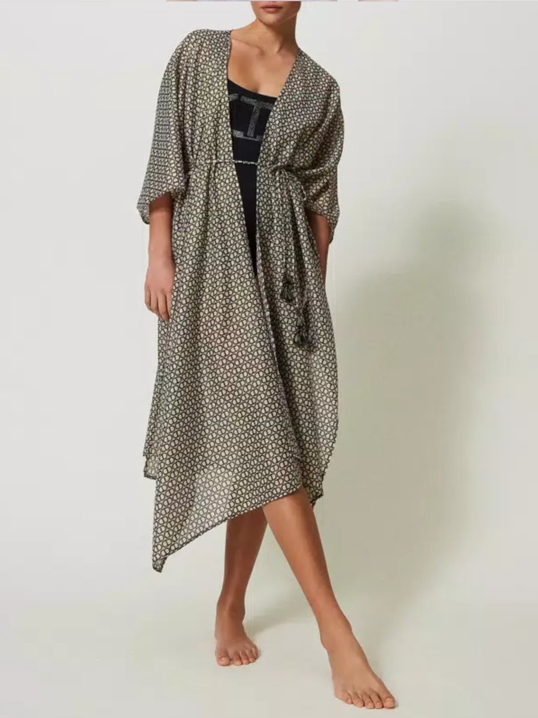 Twinset Caftano con stampa Oval T