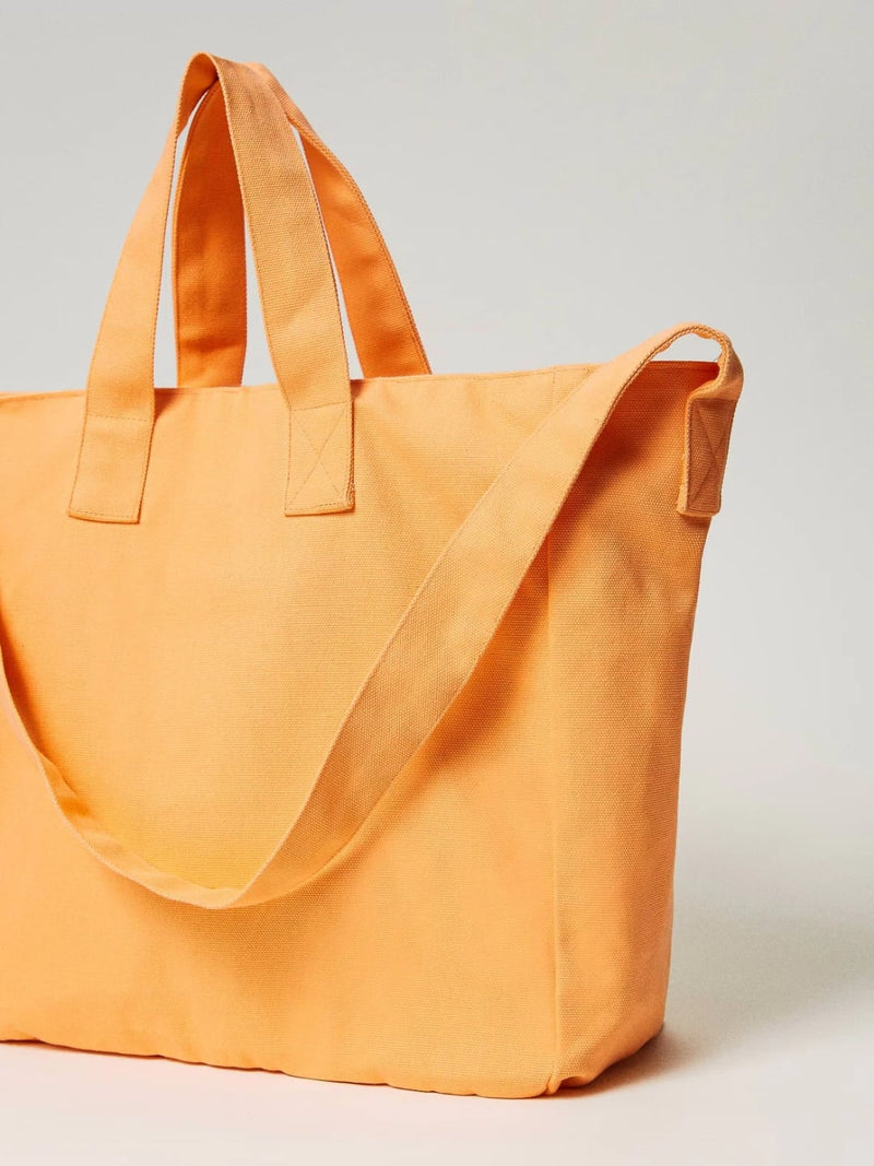 Borsa shopper in canvas con logo Col. Arancione "Summer Orange"