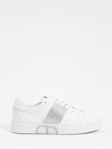 Sneakers in pelle con strass Col. Bianco Ottico