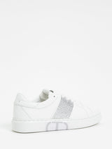 Sneakers in pelle con strass Col. Bianco Ottico