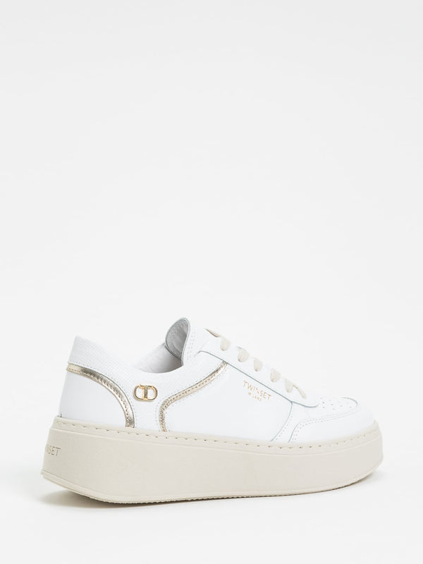 Sneakers Platform in pelle Col. Bianco Ottico