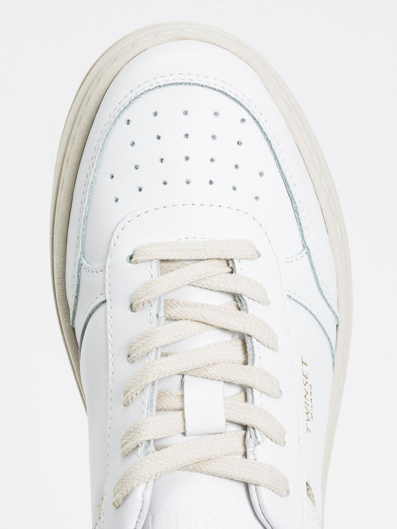 Sneakers Platform in pelle Col. Bianco Ottico