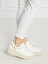 Sneakers Platform in pelle Col. Bianco Ottico