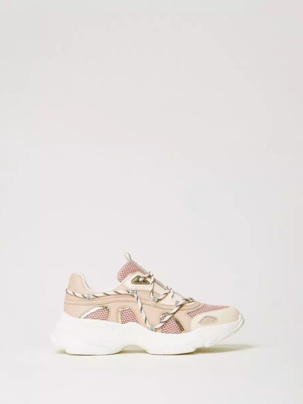 Sneakers slip on in pelle con inserti Col Beige Almond Milk