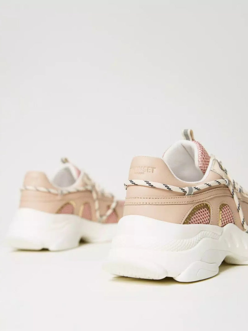 Sneakers slip on in pelle con inserti Col Beige Almond Milk