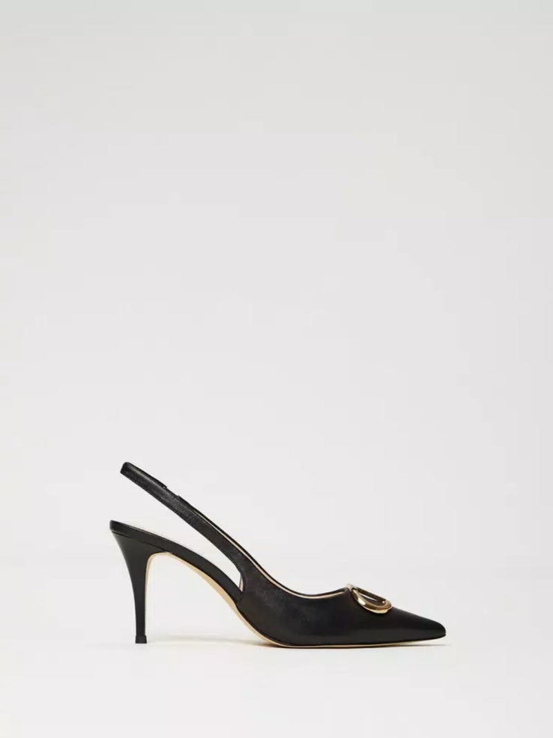 Décolleté sling back in pelle Col. Nero