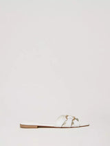 Sandali slide in pelle con Oval T Col. Bianco Ottico