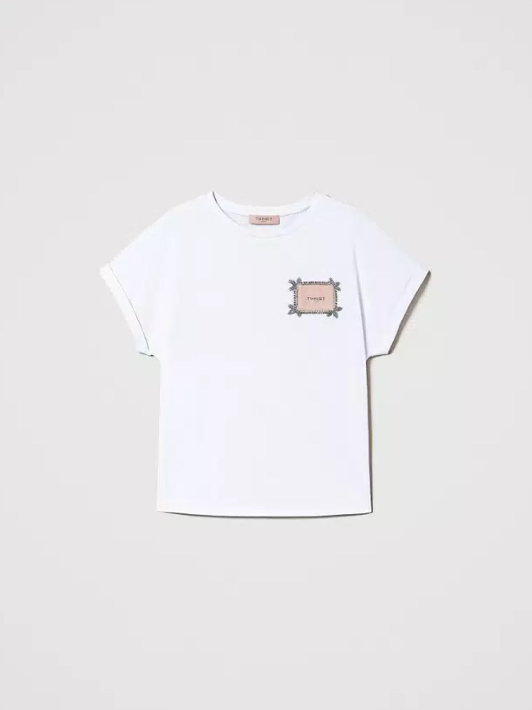 Twinset T-shirt con etichetta logo e ricamo Bianco