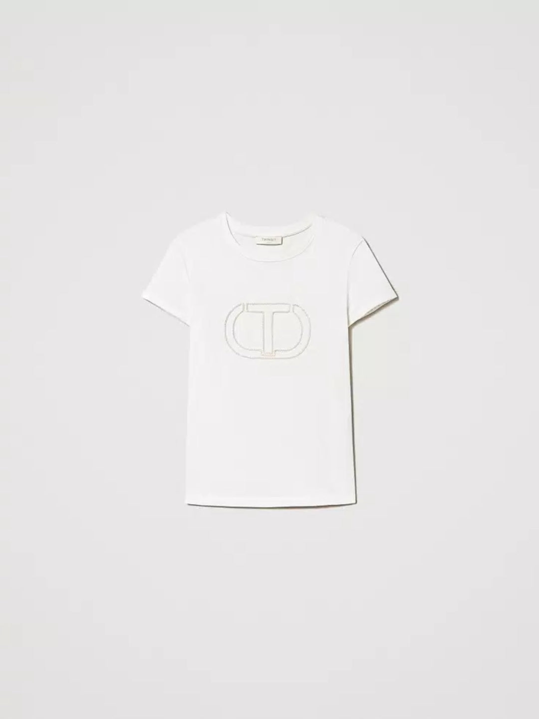 T-shirt regular con Oval T ricamato Bianco