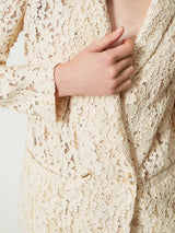 Twinset Giacca blazer in pizzo floreale Bianco Neve