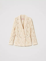 Twinset Giacca blazer in pizzo floreale Bianco Neve