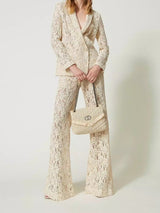 Twinset Giacca blazer in pizzo floreale Bianco Neve