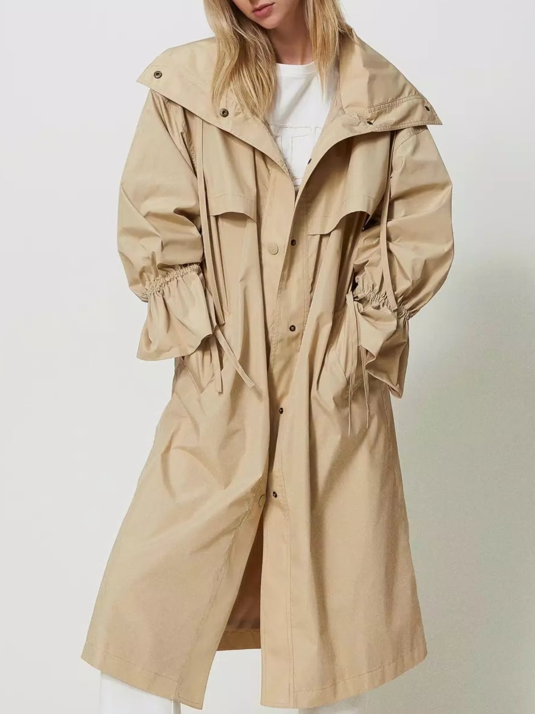 Twinset Trench in taffetà con cintura Beige