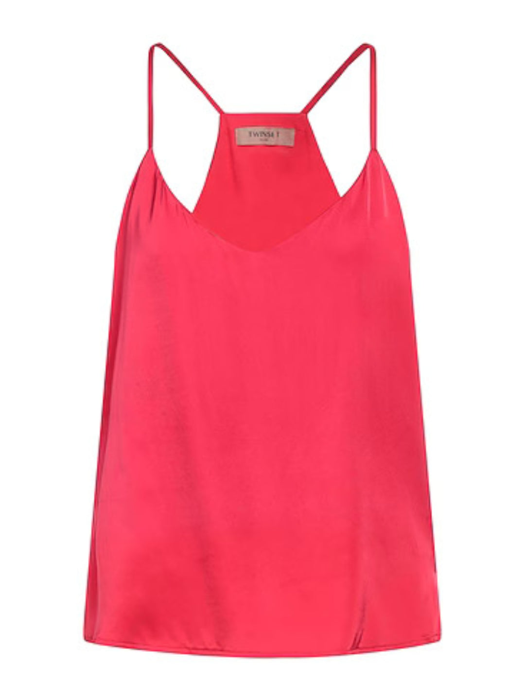 Twinset Top in raso con logo Corallo