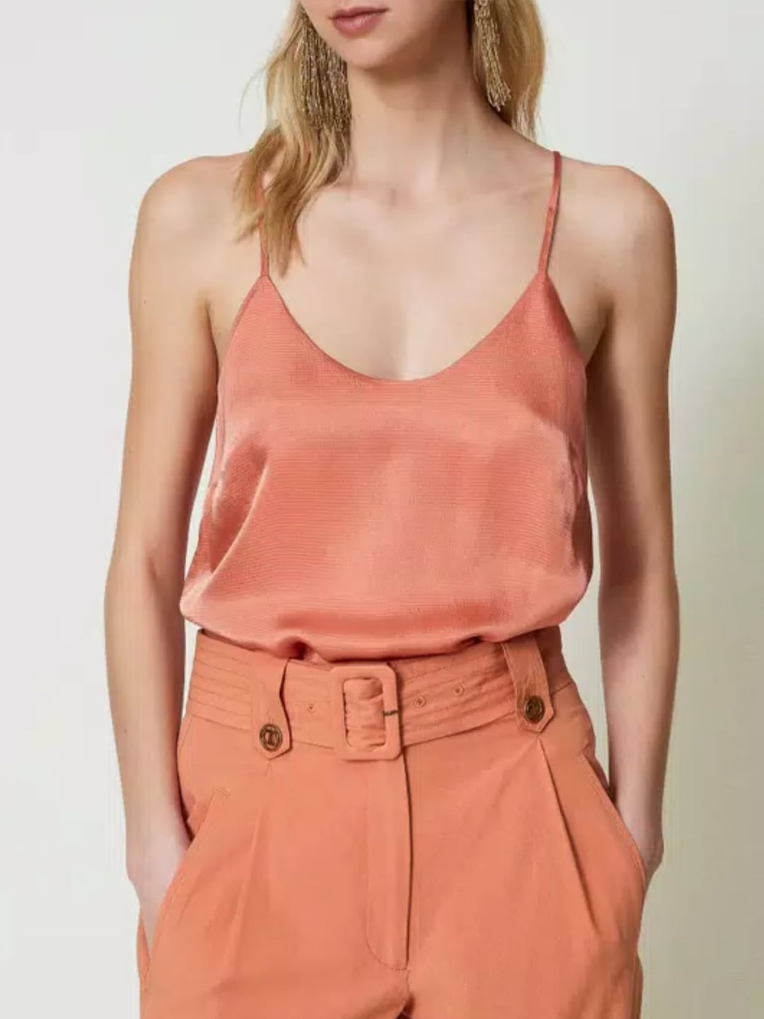 Twinset Top in raso con spalline sottili Arancio