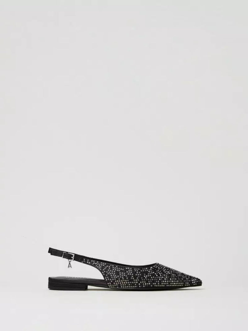 Twinset Ballerine Sling Back con Strass Nero